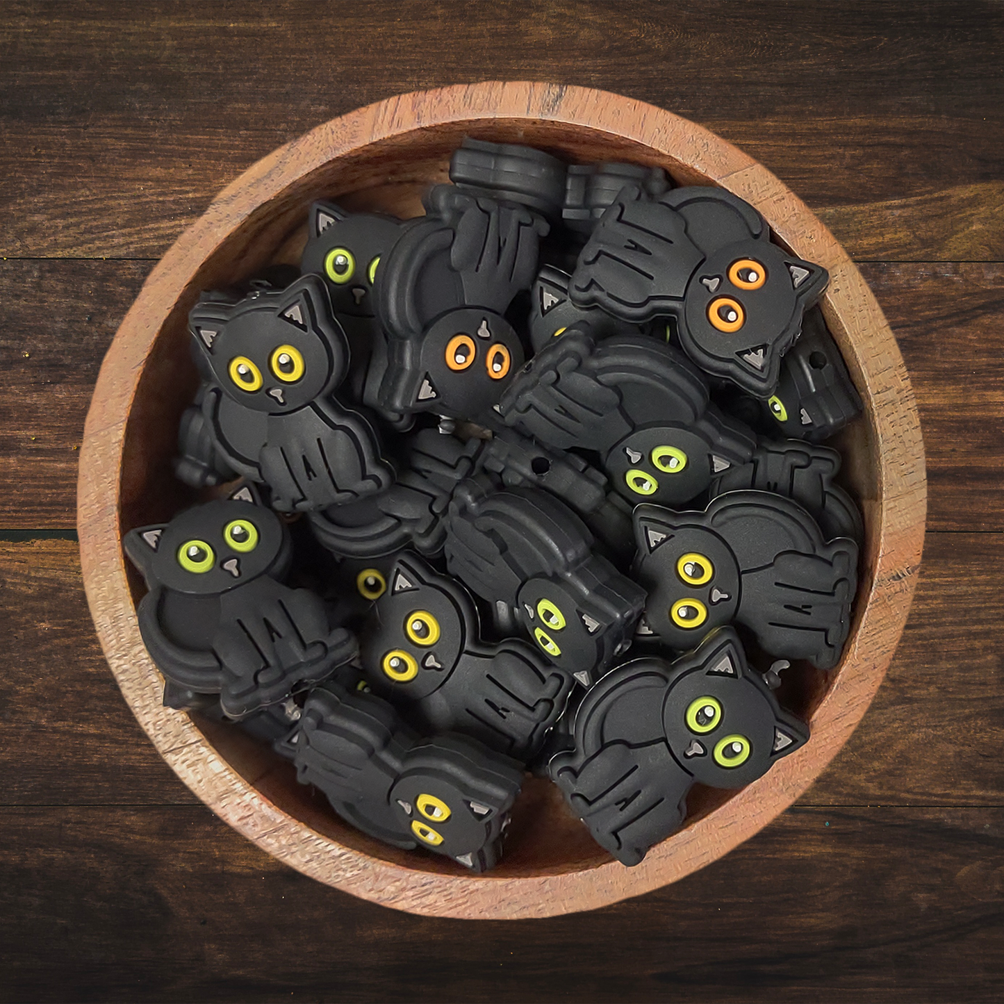 Black Cats Silicone Focal Beads | 27mm