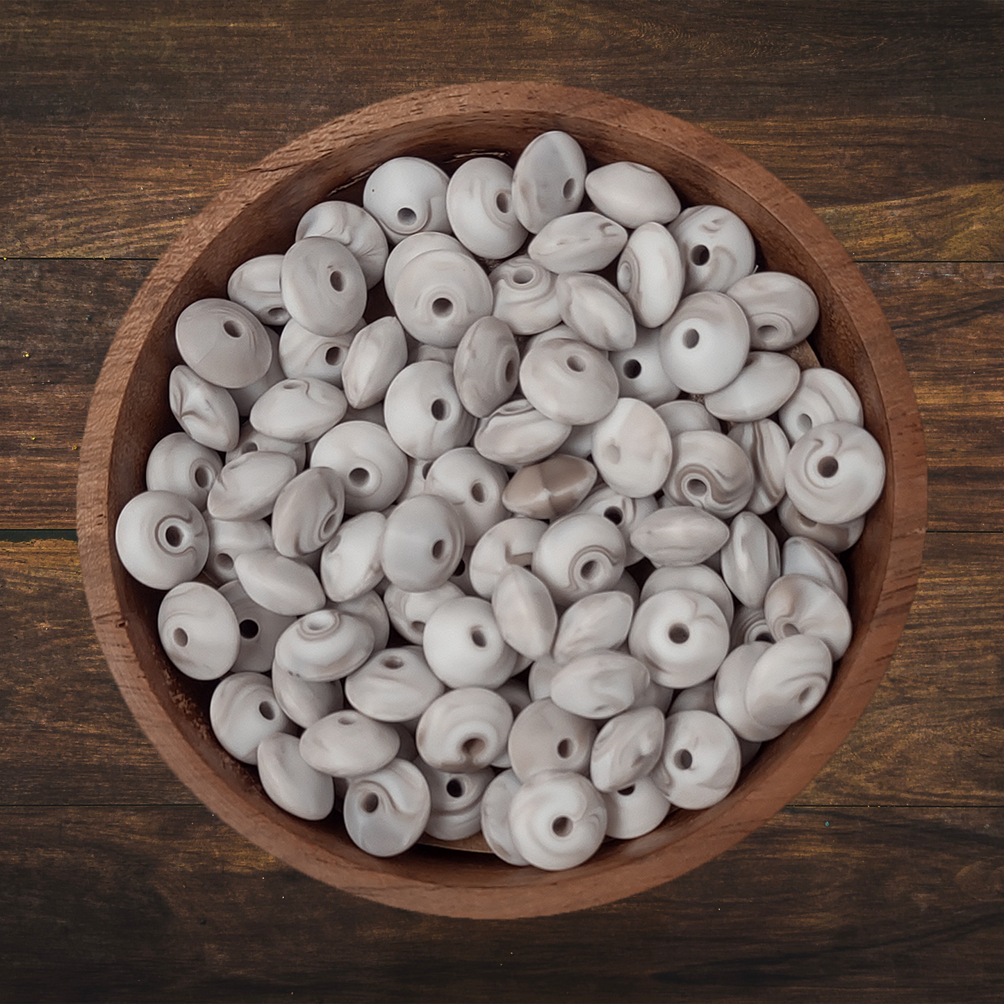 Solid Lentil-shaped Silicone Beads