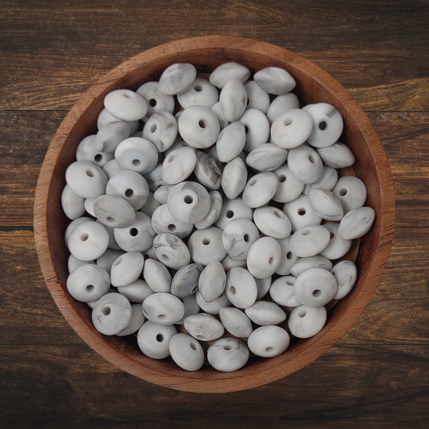 Solid Lentil-shaped Silicone Beads