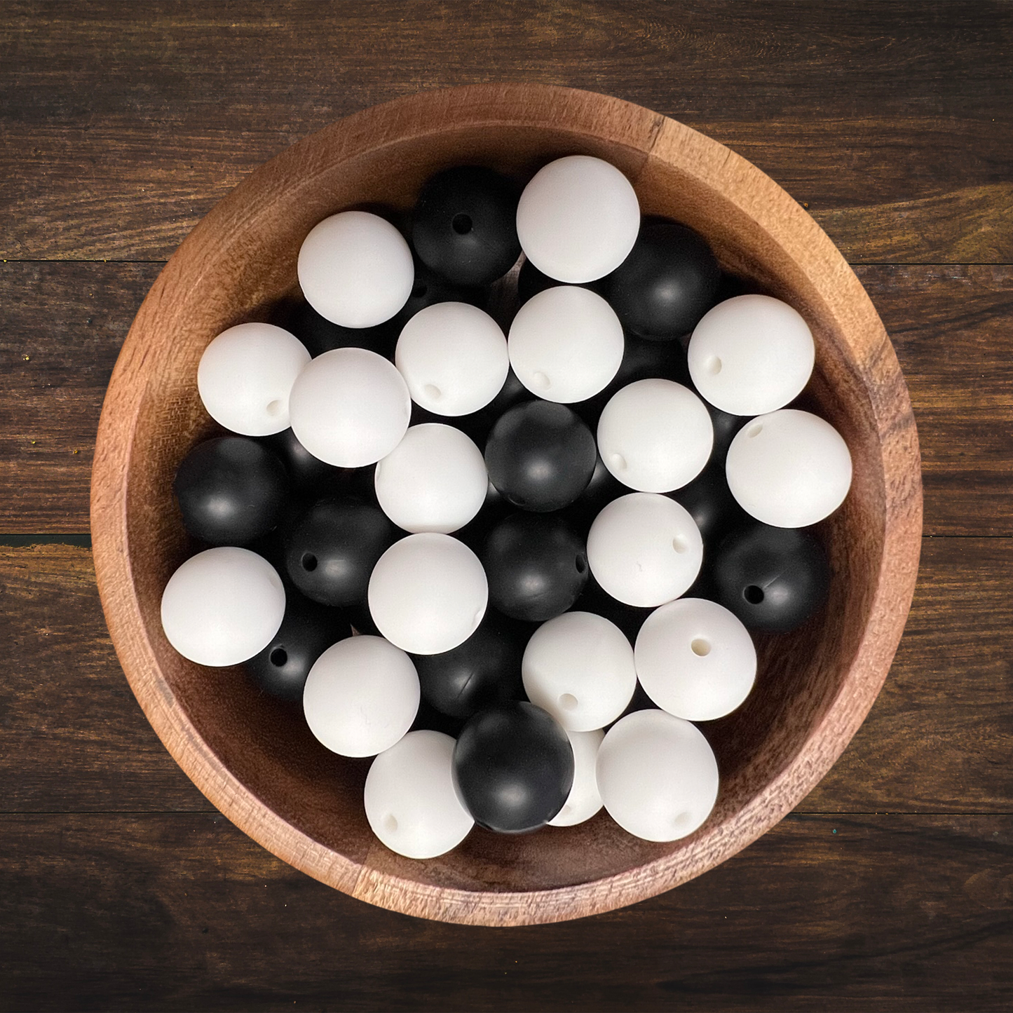 Black and White Silicone Bead Bundle | 15mm
