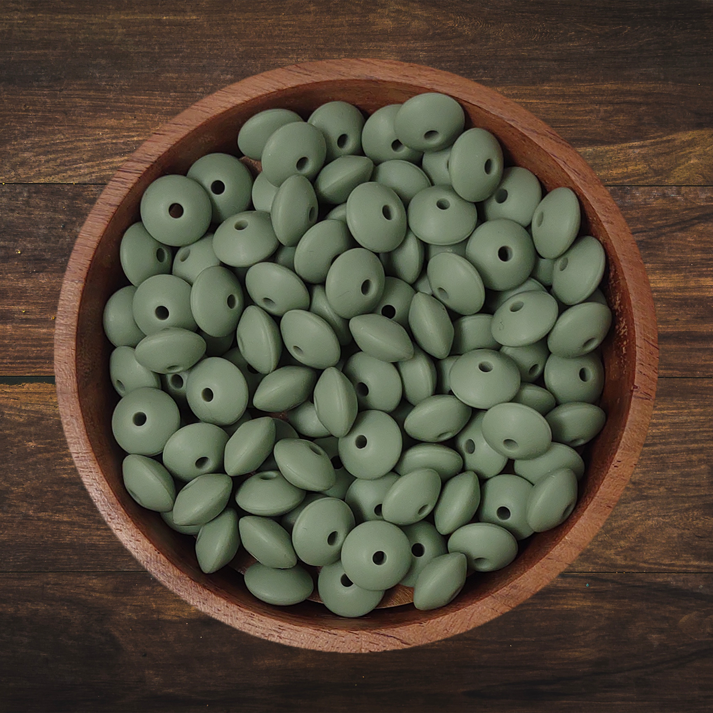 Solid Lentil-shaped Silicone Beads