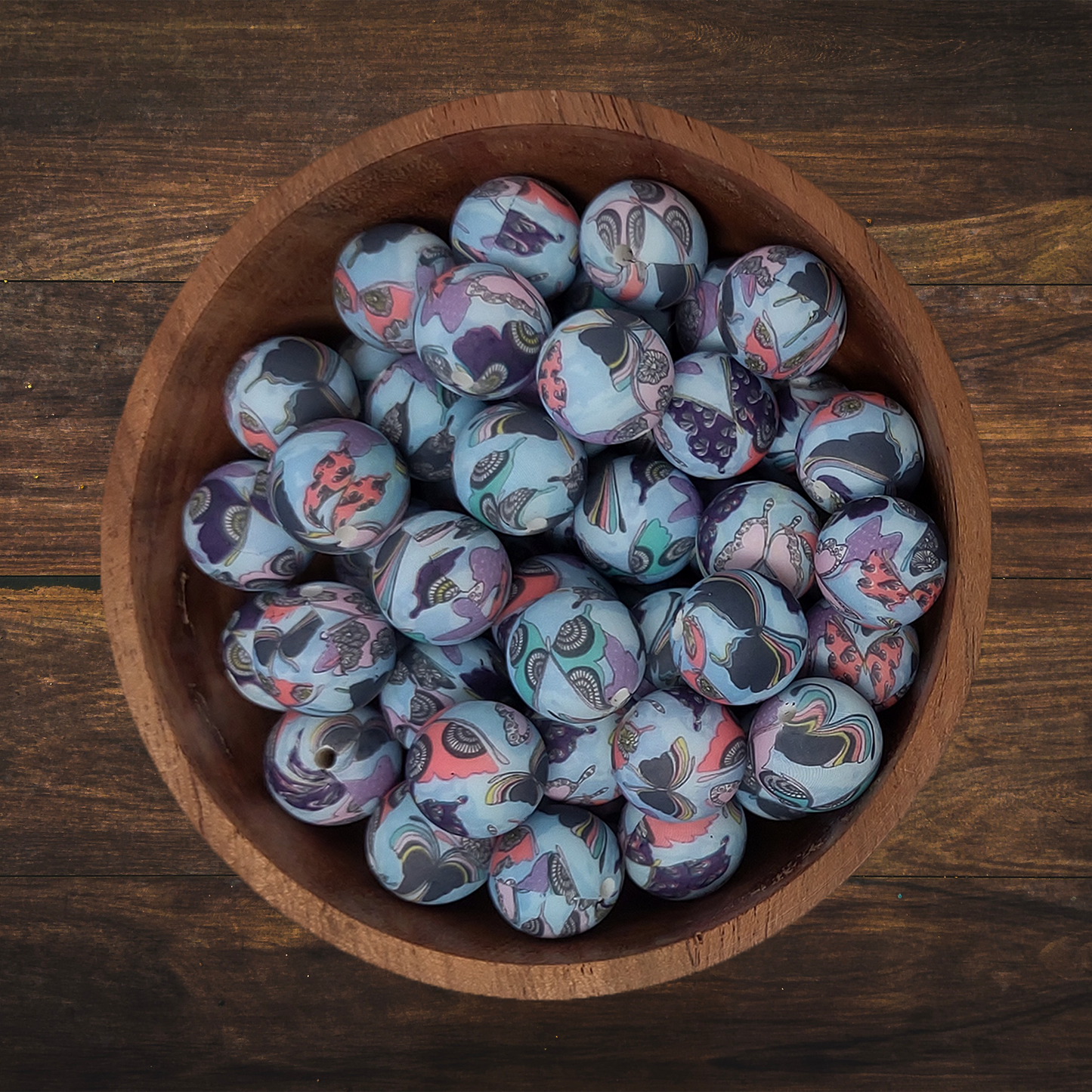Printed Round Silicone Beads | 15mm