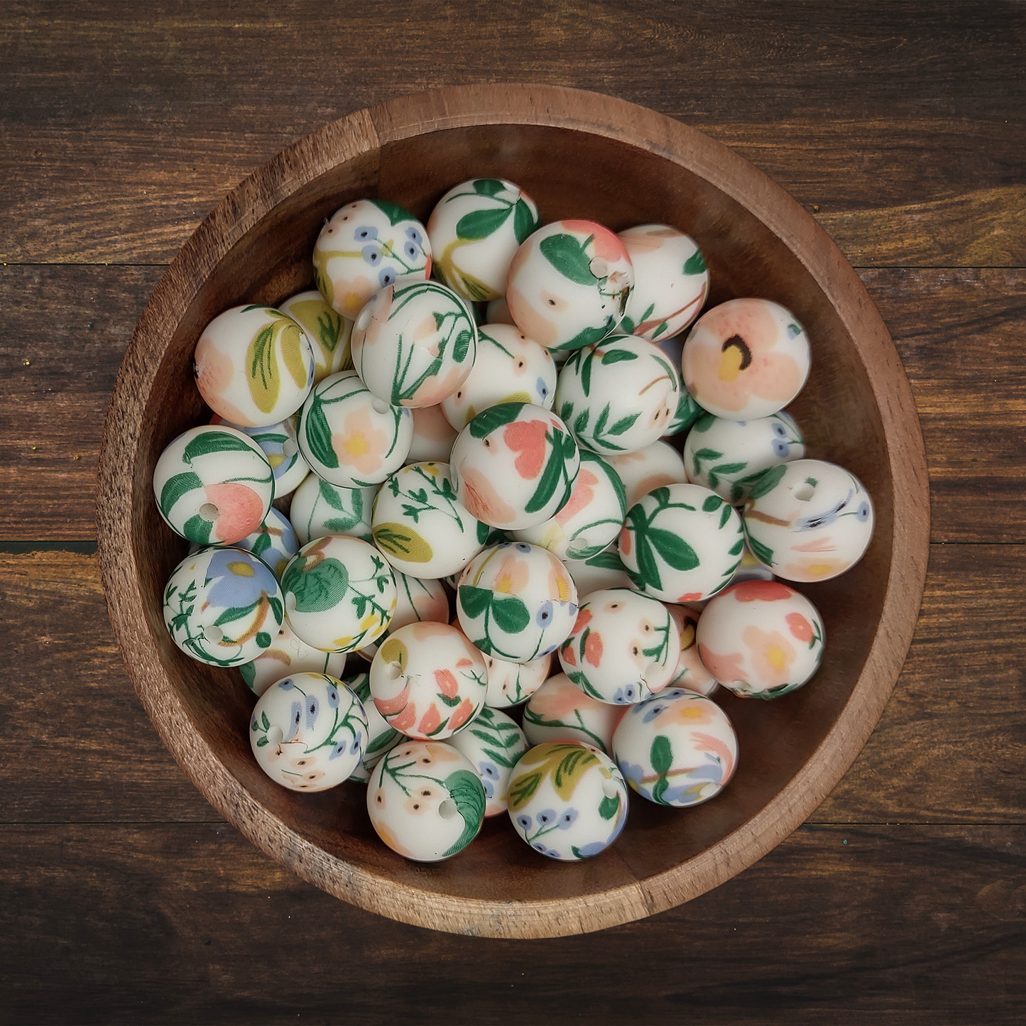 Printed Round Silicone Beads | 15mm