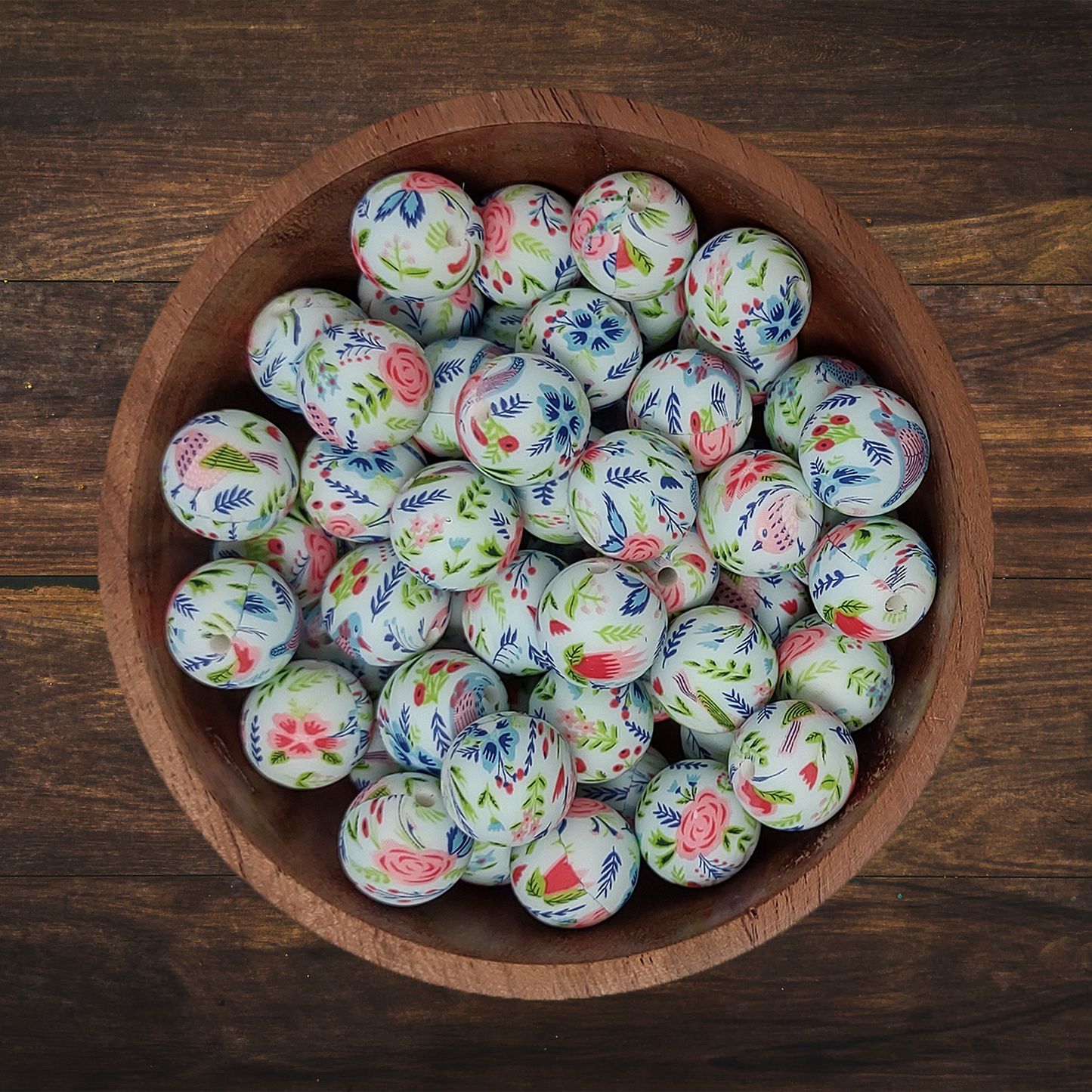 Printed Round Silicone Beads | 15mm