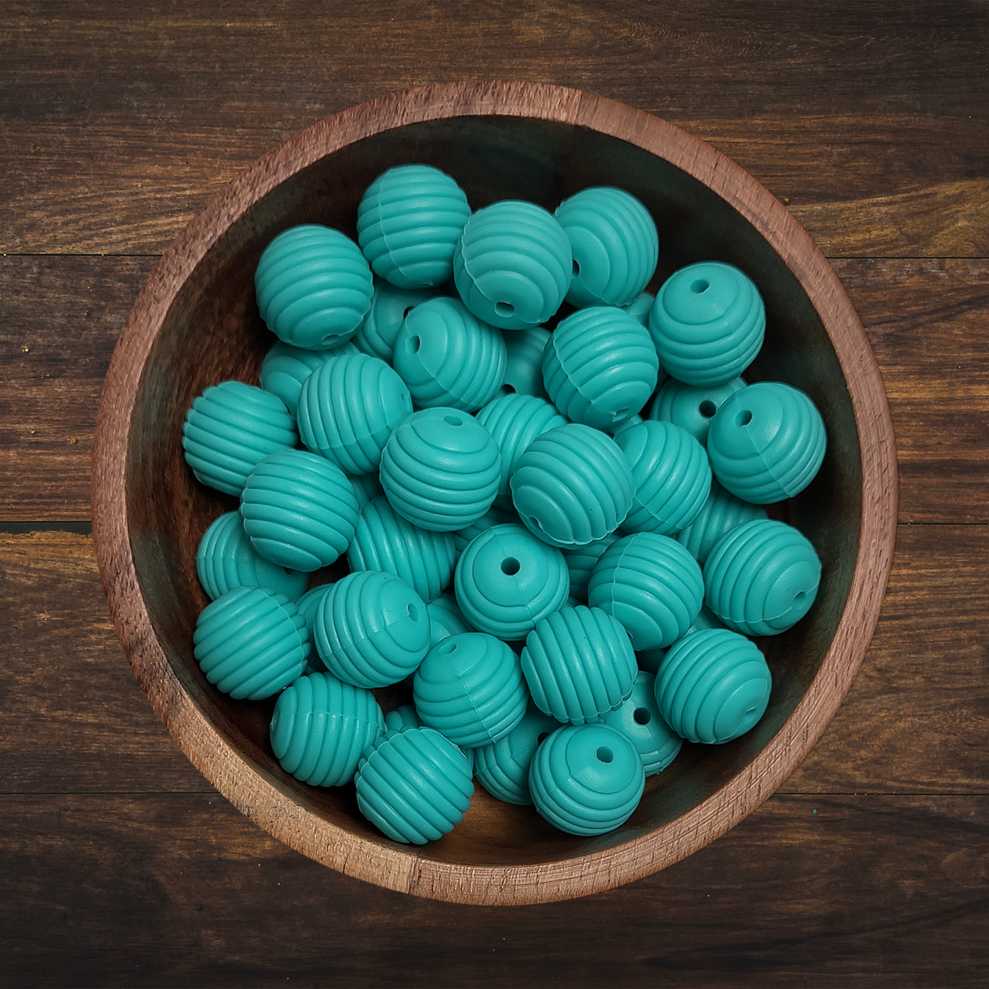 Round Ridged Silicone Beads | 15mm