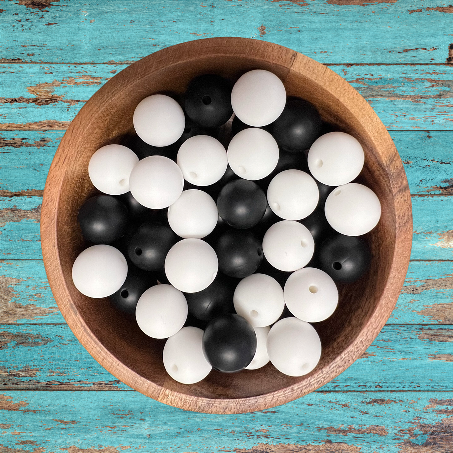 Black and White Silicone Bead Bundle | 15mm
