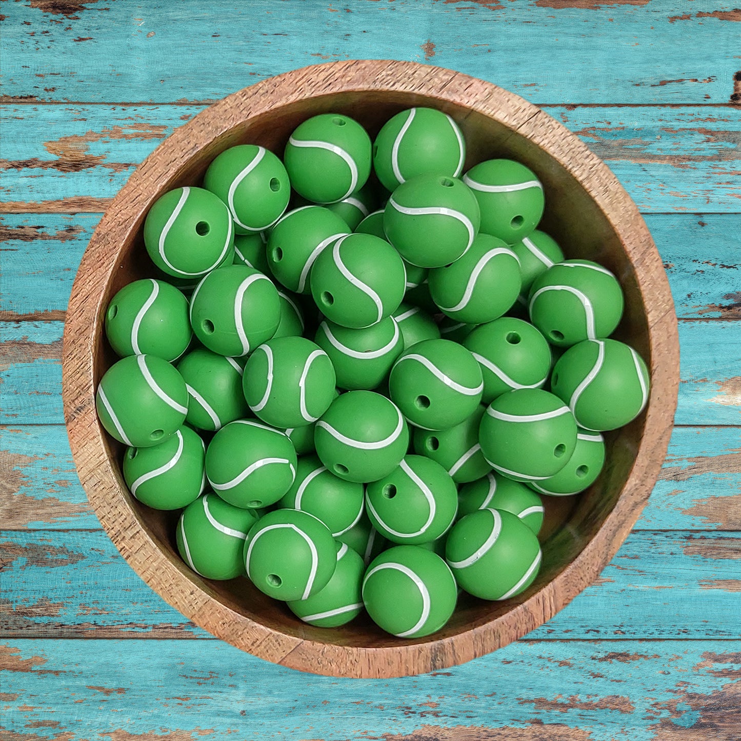Tennis Balls - Round Silicone Beads | 15mm