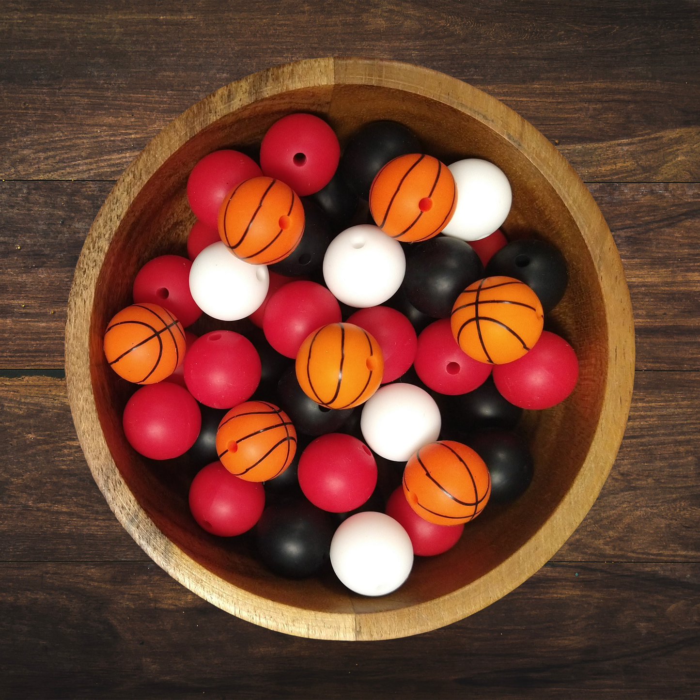 Basketball Silicone Bead Bundle | 15mm