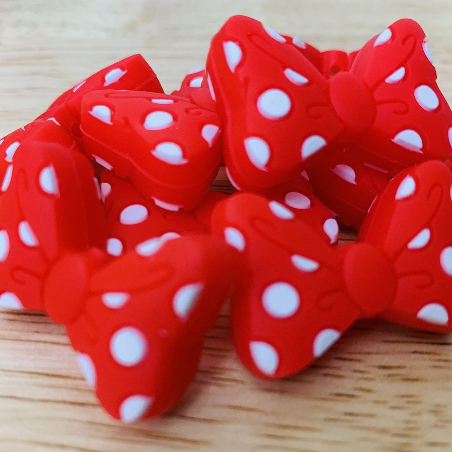 Polka Dot Bow Silicone Focal Beads | 27mm