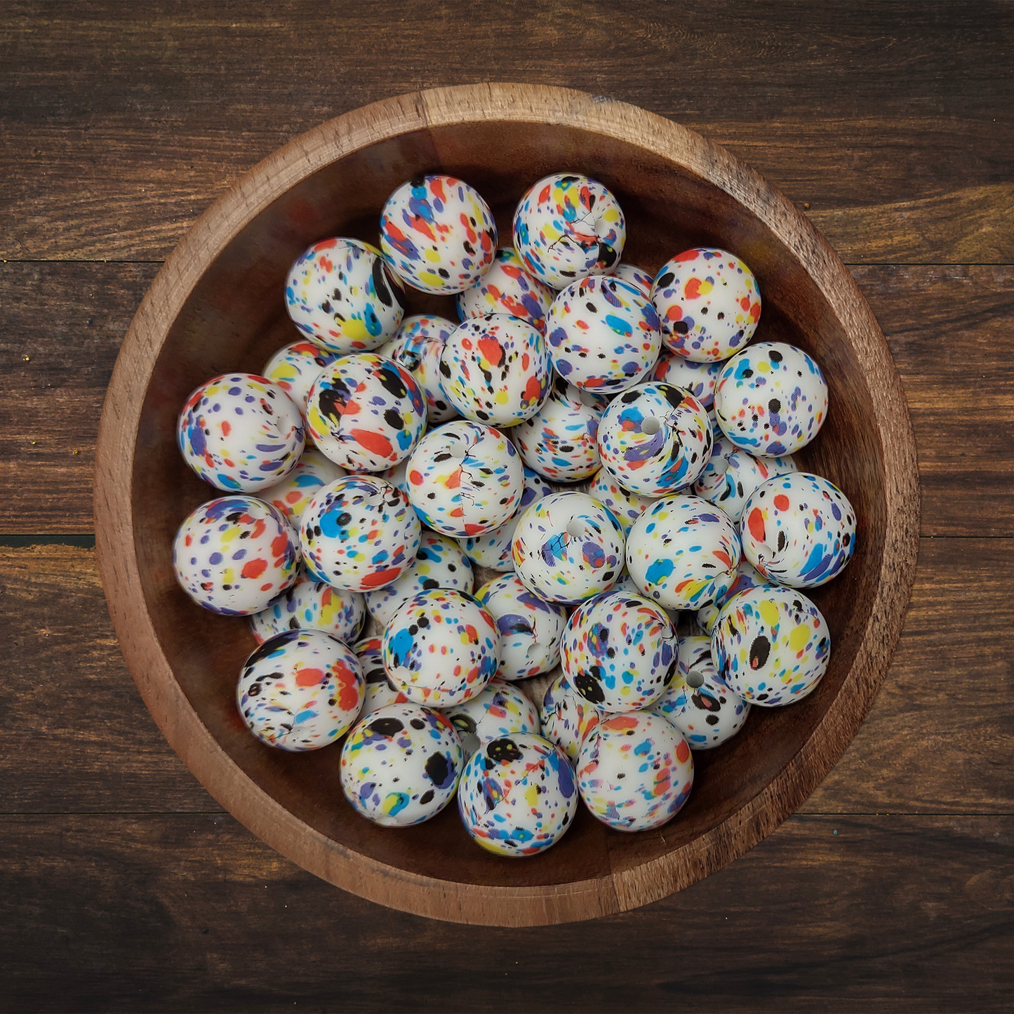 Paint Splatter Round Silicone Beads | 15mm