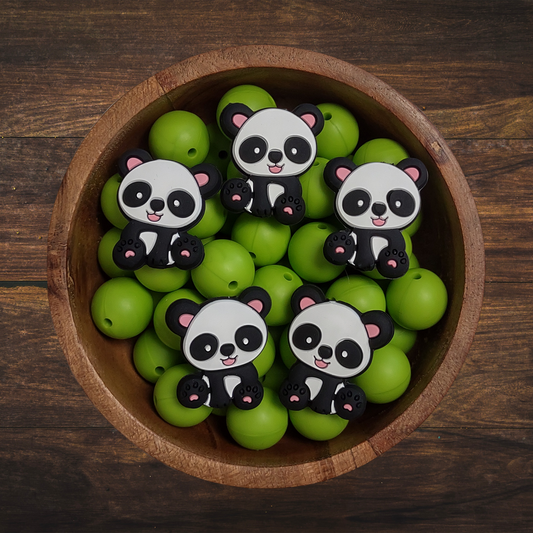 Panda Bear Silicone Focal Beads | 27mm